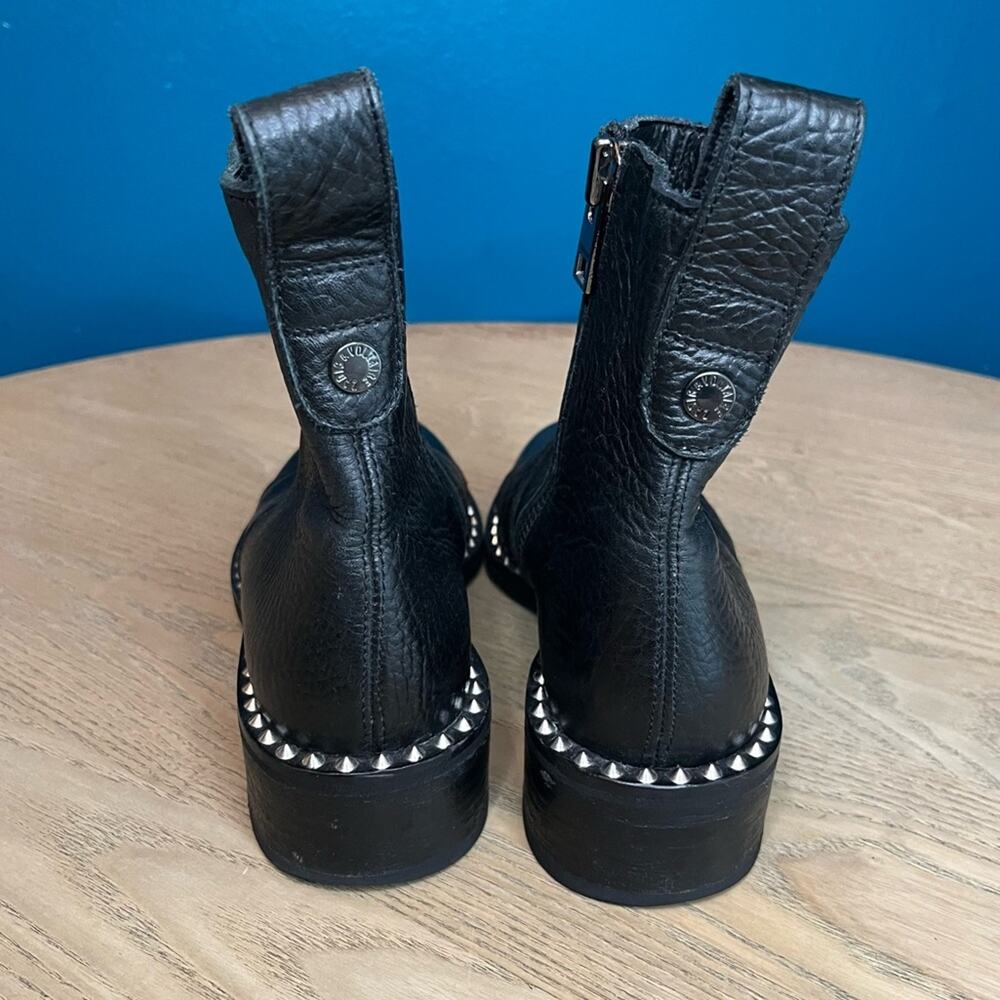 Zadig & Voltaire Empress Clous Round Toe Leather Black Studded Boots Size 37 - Picture 3 of 10